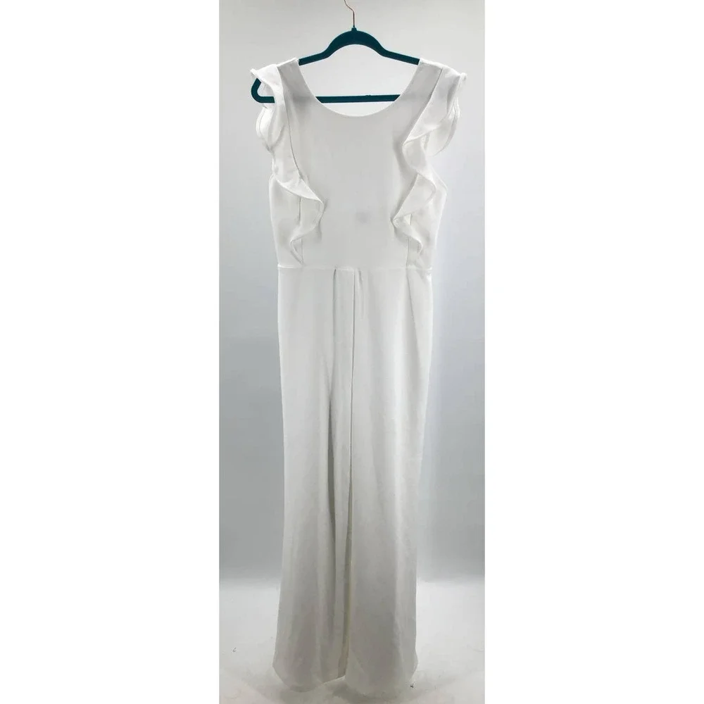 Lulu's White Ruffle Jumpsuit - Picture 3 of 9